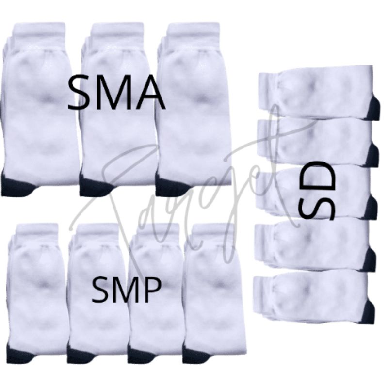 (12 pasang) kaos kaki sekolah SD SMP SMA Pramuka. hitam. hitam putih. putih no kemasan