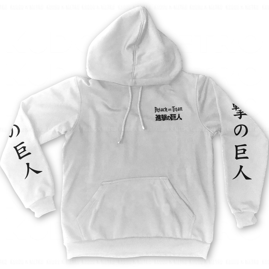 Hoodie SNK Logo Sakura White Anime Manga Attack On Titan Premium Unisex