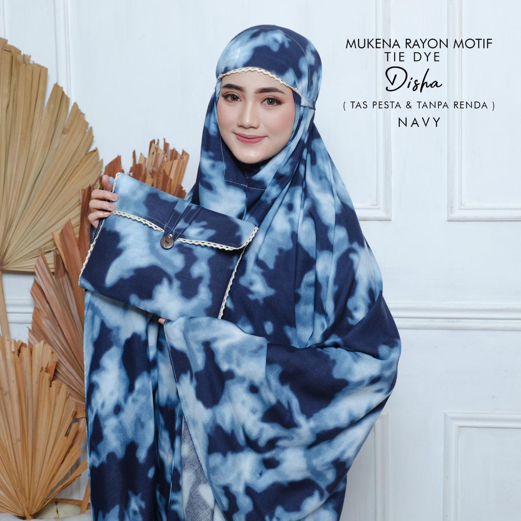 MUKENA BALI TASIK - MUKENA RAYON DEWASA MOTIF TIE DYE DISHA (TAS PESTA &amp; TANPA RENDA)