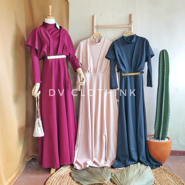 7331 dress gamis pesta free belt scuba gamis gaun mewah baju lebaran 2021
