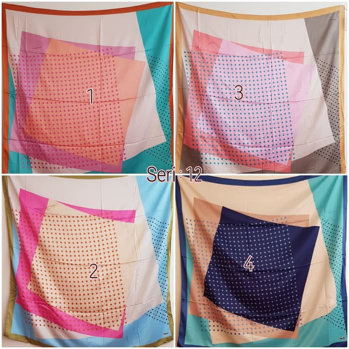 Jilbab Segi Empat Satin Velvet Motif Polkadot Bunga seri : PERLATO 12