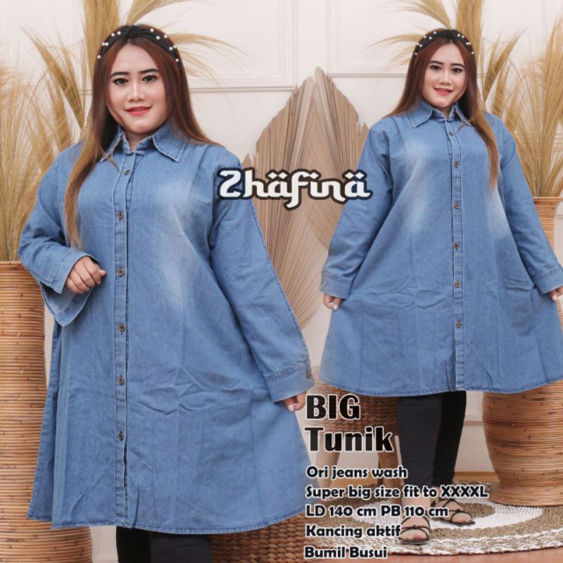 Tunik Jumbo Atasan Wanita JUMBO LD 140 TUNIK JEANS JUMBO LD 130 TUNIK JEANS JUMBO LENGAN PANJANG