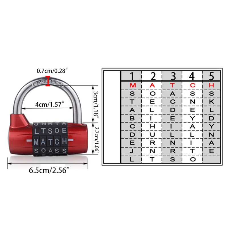 Vivi Kunci Loker Gym 5huruf Heavy Duty Alloy Padlock Password Gembok Keamanan Kokoh-Mudah Di Atur Sendiri Keyless Res