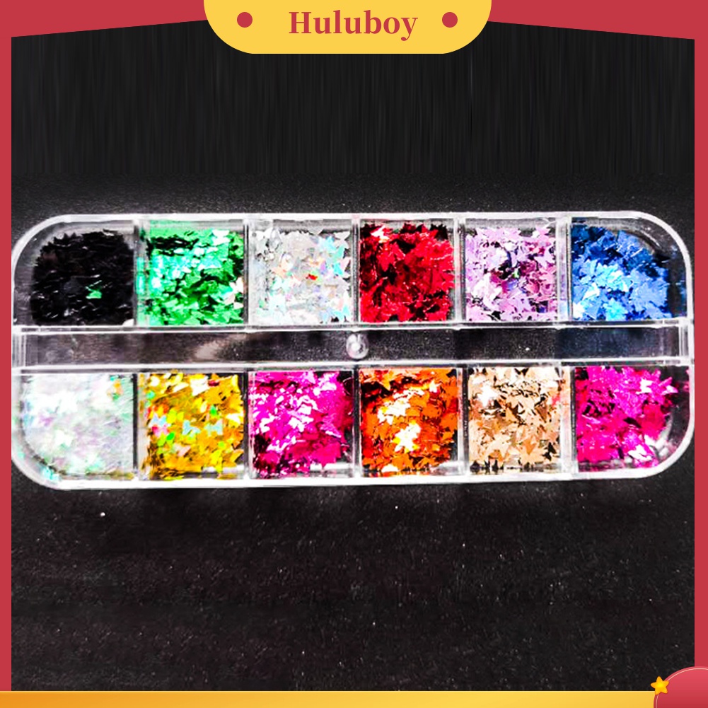 Huluboy Huluboy♡ Payet Glitter Bentuk Kupu-Kupu / Bintang / Hati / Lingkaran Untuk Dekorasi Manicure DIY