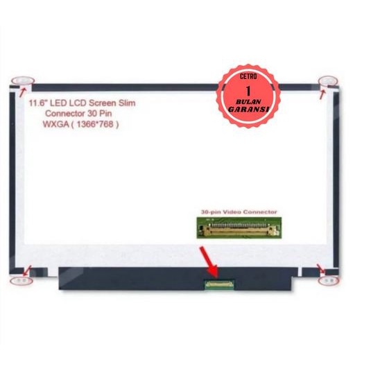 LED LCD Laptop Asus vivoBook E203mah E203 E203N E203M - SOKET (30PIN) BERGARANSI