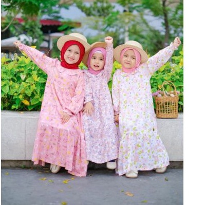 Afsheenastore - Lolita Gamis Dress Anak Perempuan Motif Rayon