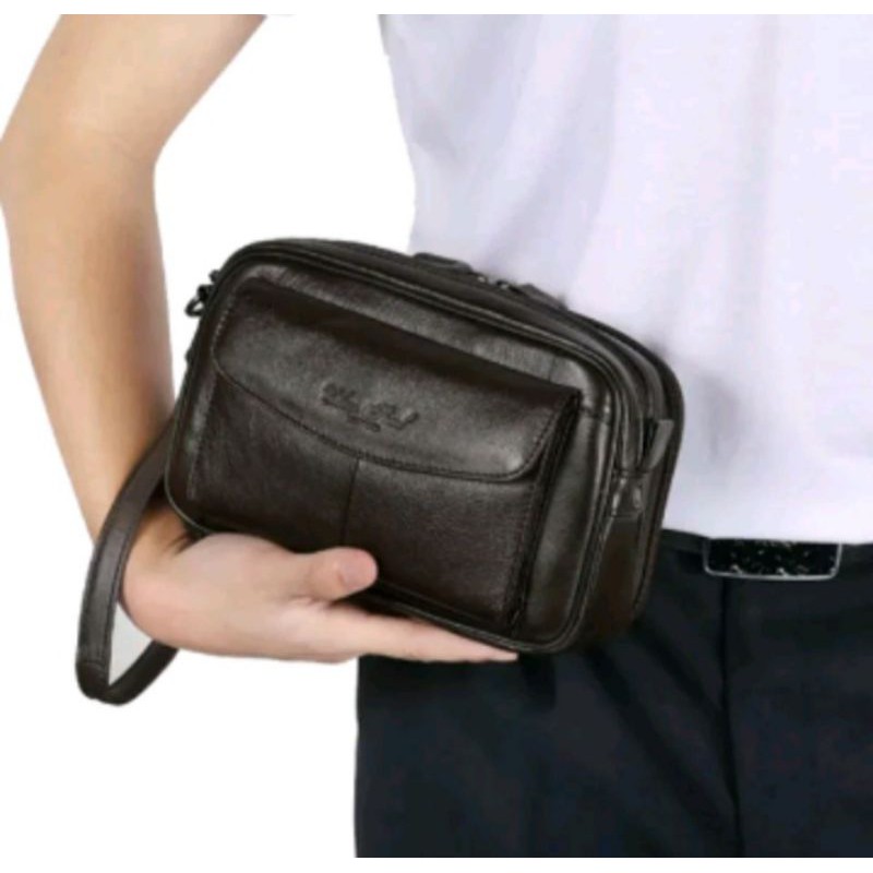 Tas tangan pria kulit asli import 2248, handbag pria.