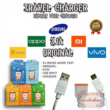 Travel charger Cashan adapter 3.1A brand oppo vivo samsung xiaomi realme all type SB516