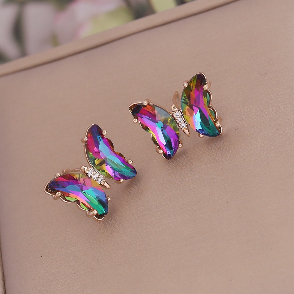 Anting Drop 925 Silver Bentuk Kupu-Kupu Warna-Warni Untuk Wanita