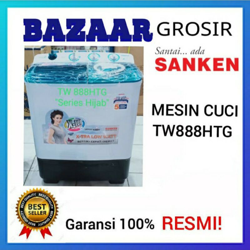 SANKEN MESIN CUCI 2 TABUNG HIJAB SERIES TW888HTG TW 888 HTG 8 KG