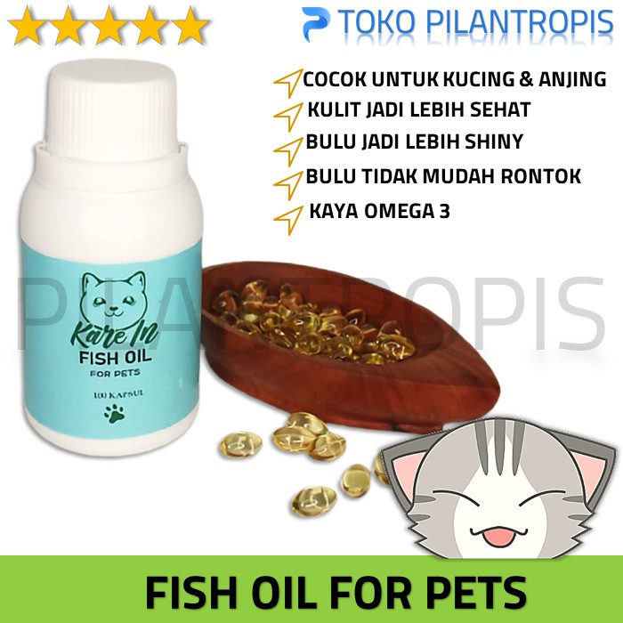 MINYAK IKAN KUCING KAREIN OMEGA 3 FISH OIL COD LIVER VIT VITAMIN BULU KUCING ANJING MURAH OBAT BULU