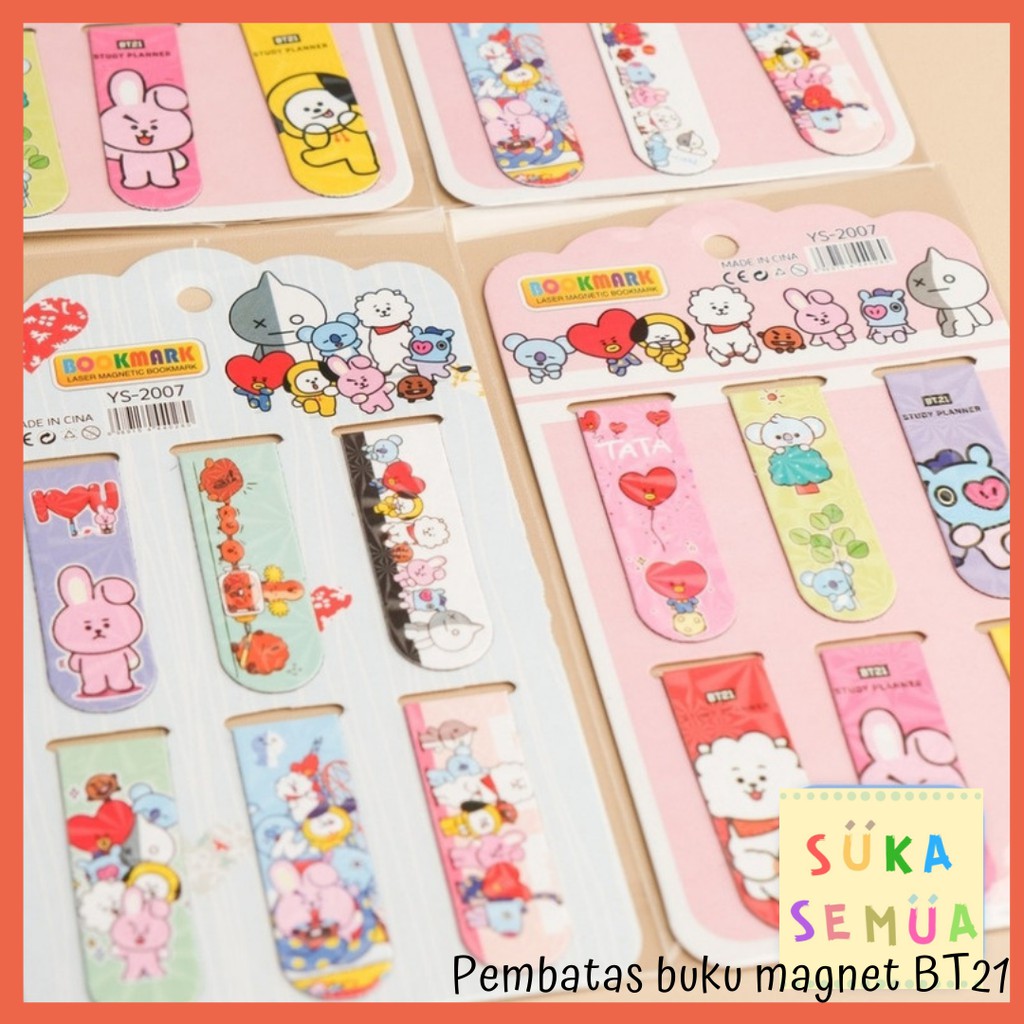 

Pembatas Buku Magnet BT // Penanda Halaman Bacaan Bookmark KPop Karakter Army Bangtan - COD