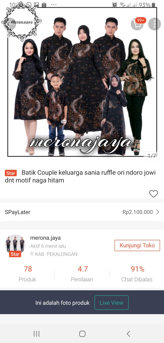 Batik Couple Keluarga Sania Ruffle Ori Ndoro Jowi Dnt Motif Naga Hitam