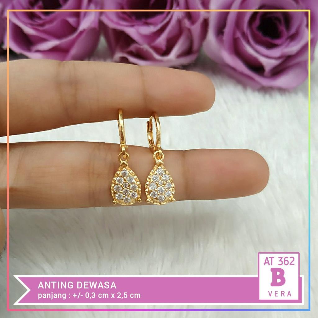 Anting xuping anting dewasa oval full mata perhiasan lapis emas AT 362