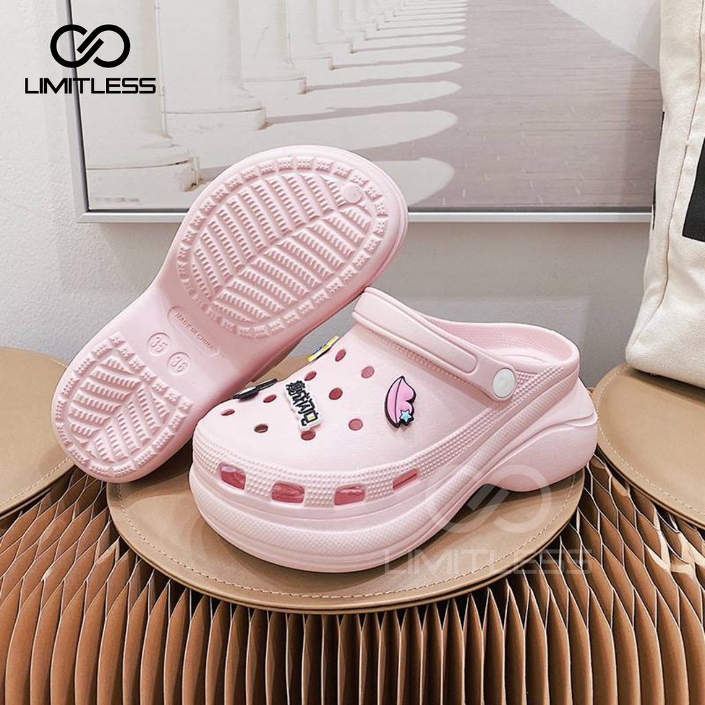 Sandal Platform Wanita Wedges Sendal Fuji Wanita Model Bakpao Karet Tinggi Sendal Baim Wanita Karet Tebal