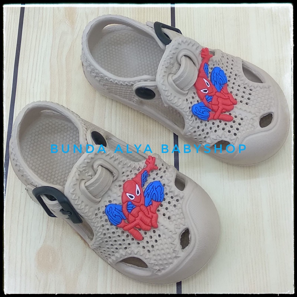 Sendal Anak Laki Laki Usia 6 - 12 Bulan Motif Kartun KREM Lucu Alas Karet Anti Licin - Sepatu Sandal Anak Cowok Karet Anti Licin