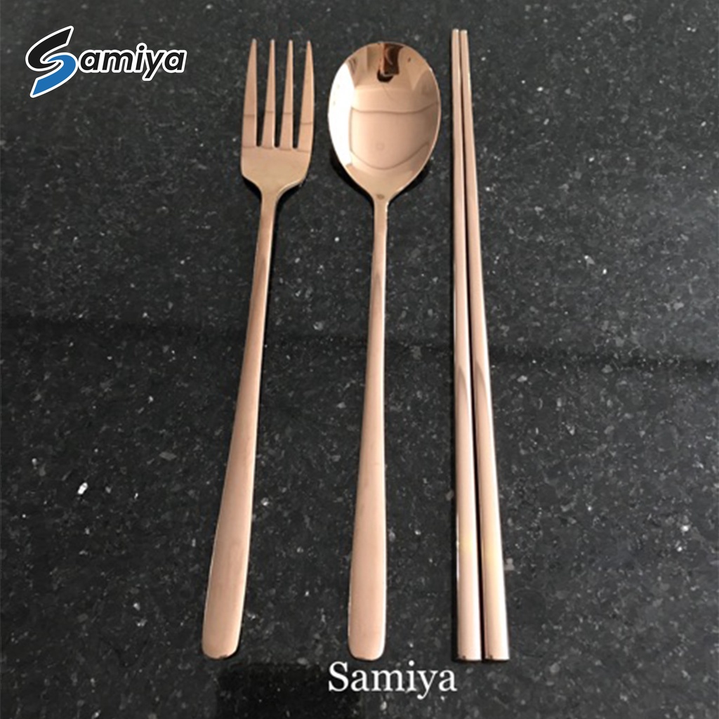 Sendok garpu sumpit warna / sendok garpu sumpit korea set / alat makan korea jepang set