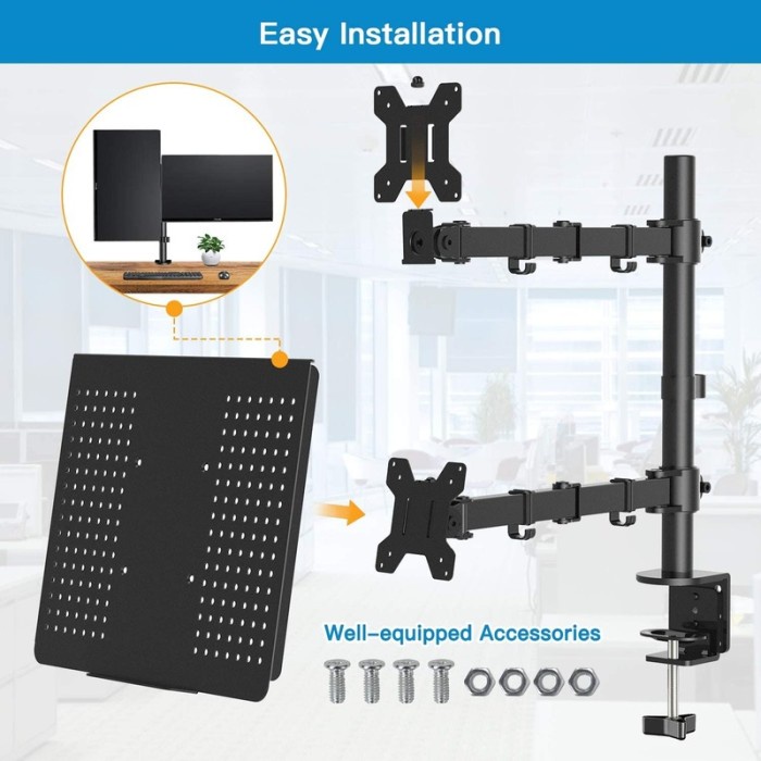 Triple W Double Stand Bracket Monitor Laptop Mount Desk Breket LCD LED