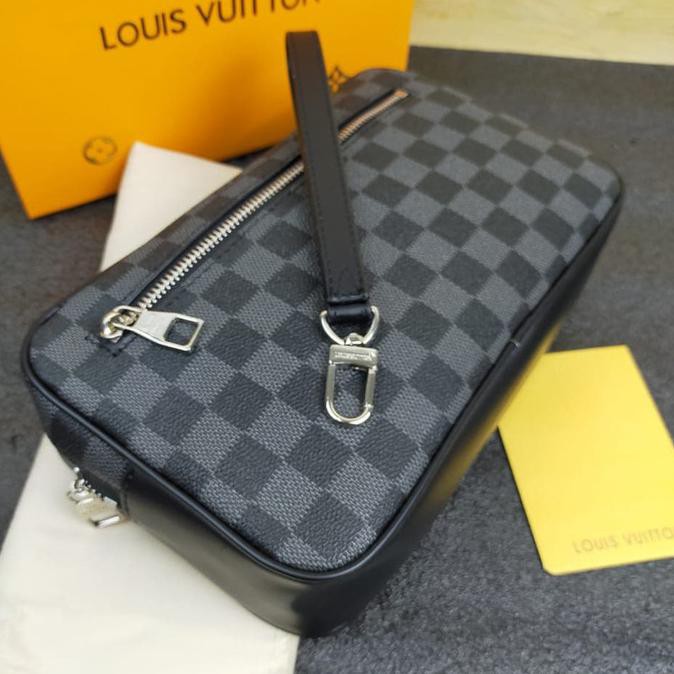 POUCH TAS TANGAN HANDBAG PRIA WANITA LV KASAI GRAFHITE PREMIUM