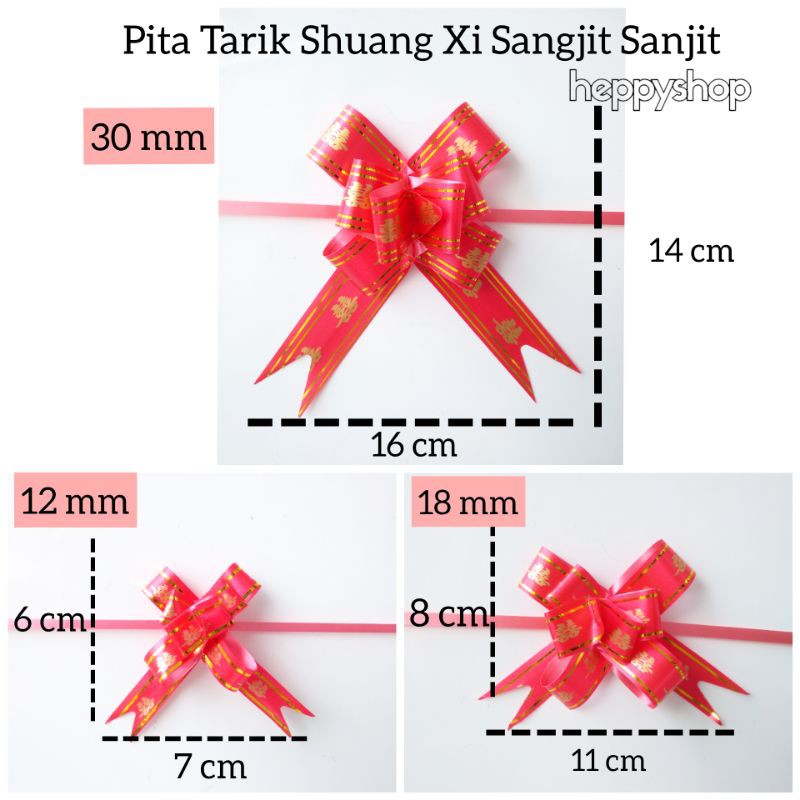 

(Per 10 pcs) Pita Tarik Shuang Xi Sangjit Sanjit Nikah Merah Wedding