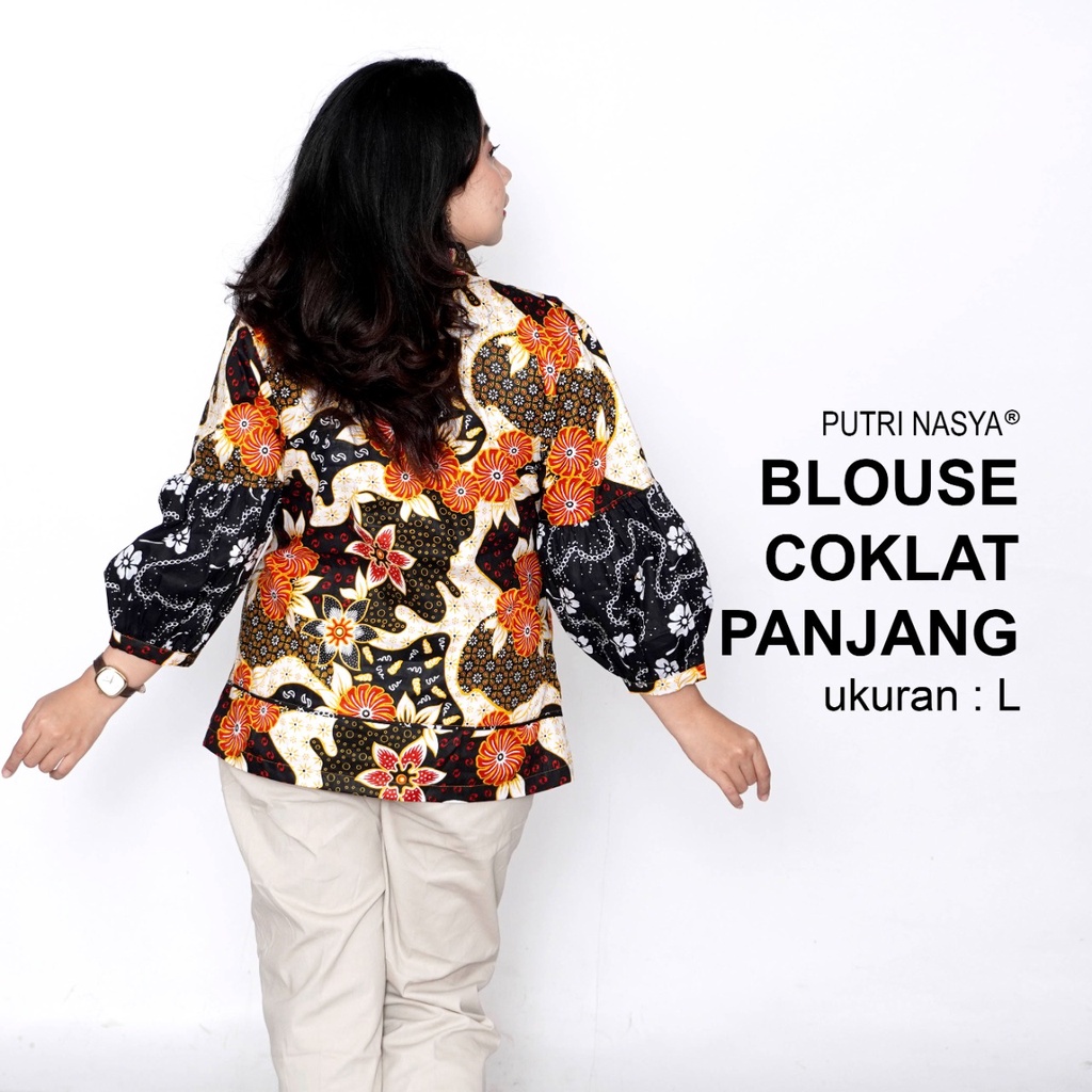 Atasan Batik Blouse Big Size Wanita Lengkap L-XL-2L-3L-4L-5L-6L-7L Model Blus Jumbo Seragam Batik / Atasan Batik Bigsize Kantor / Pakaian Batik Kekinian Kerja Bahan LD 140