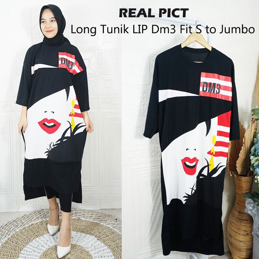 LONG TUNIK LIP DM3 DRESS OVERSIZE GL FASHION FIT S TO JUMBO