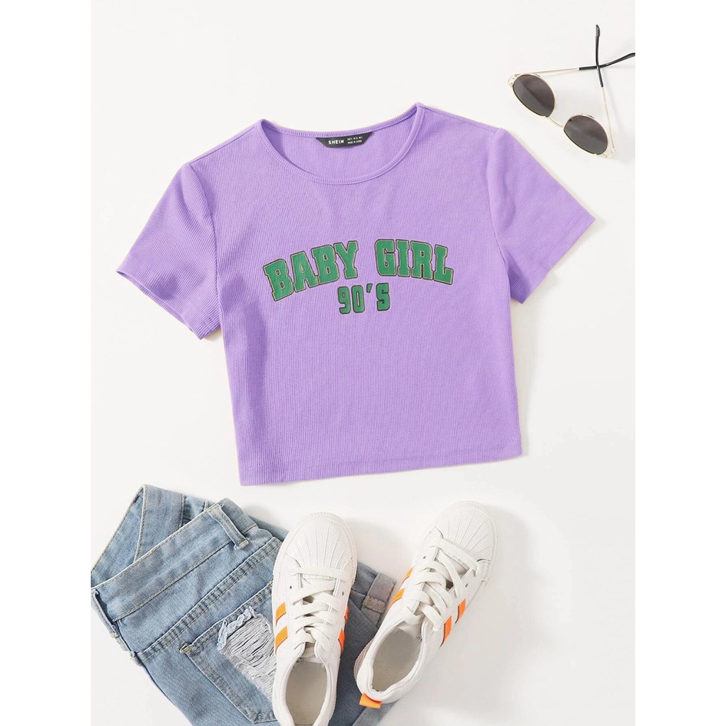 YUGANA - DESYA Kaos Crop Wanita Lengan Pendek Baju Cewek Hitam Ungu Army Navy Kuning