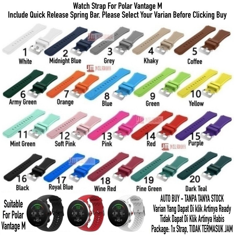 Tali Jam Watch Strap Polar Vantage M - Rubber Silikon Wet Resistant