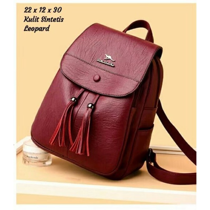 Tas Ransel Stylish Ransel Wanita Kpop Style -MOCHILLASTORE- Backpack Kulit sintetis Lembut Dan Tebal