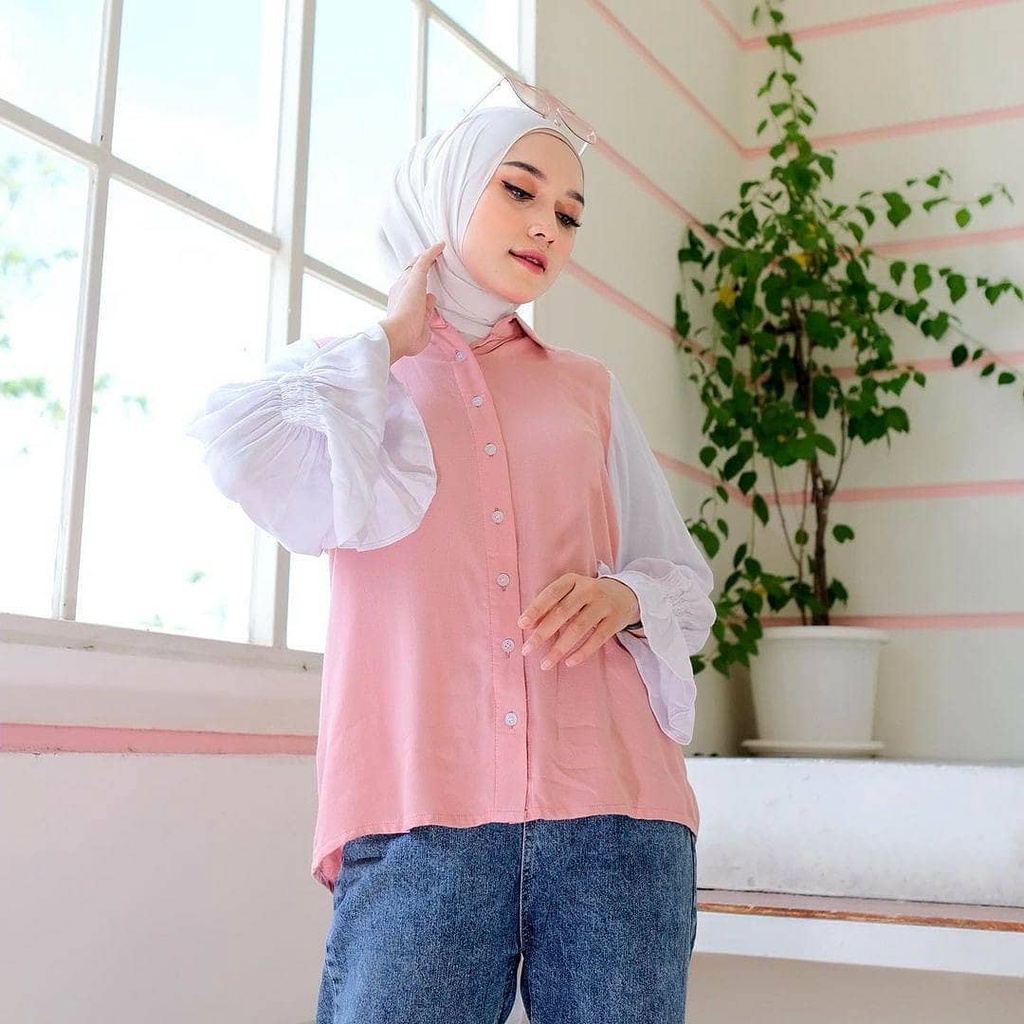 ALFAZZA DERA - BAJU ATASAN BLOUSE CEWEK JUMBO KEKINIAN MURAH WANITA LENGAN PANJANG BEST SELLER