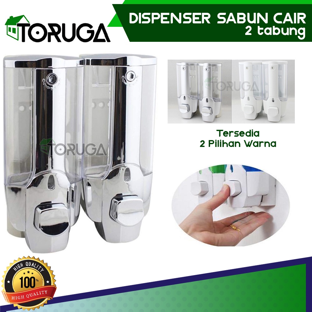 Dispenser Sabun Cair dan Shampo 2 Tabung Touch Soap Dispenser Keylock Sabun Cuci Tangan Cair 2in1