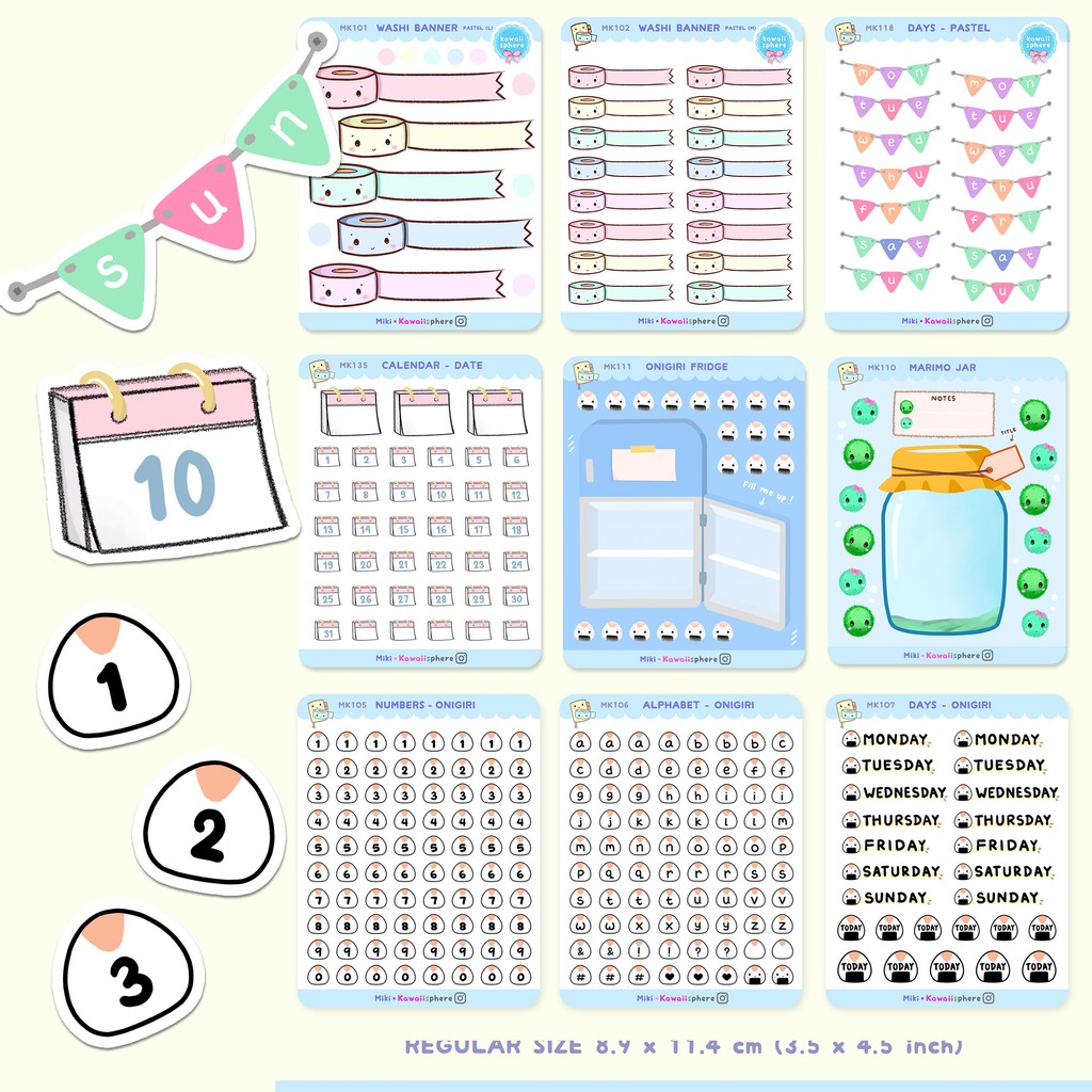 

Kawaii Sticker Collections by Miki x Kawaiisphere | Alphabet Dates To-do | Writable Planner Stiker