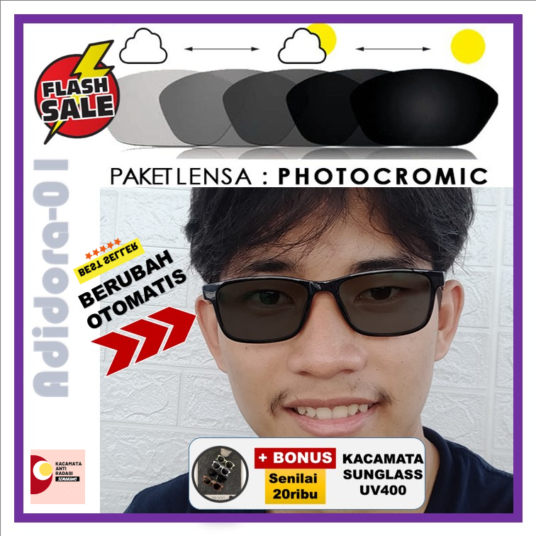 COD FULL SET Kacamata Fotocromic Pria Anti UV 400 Minus Anti Radiasi Adidora01B RIZKY2702