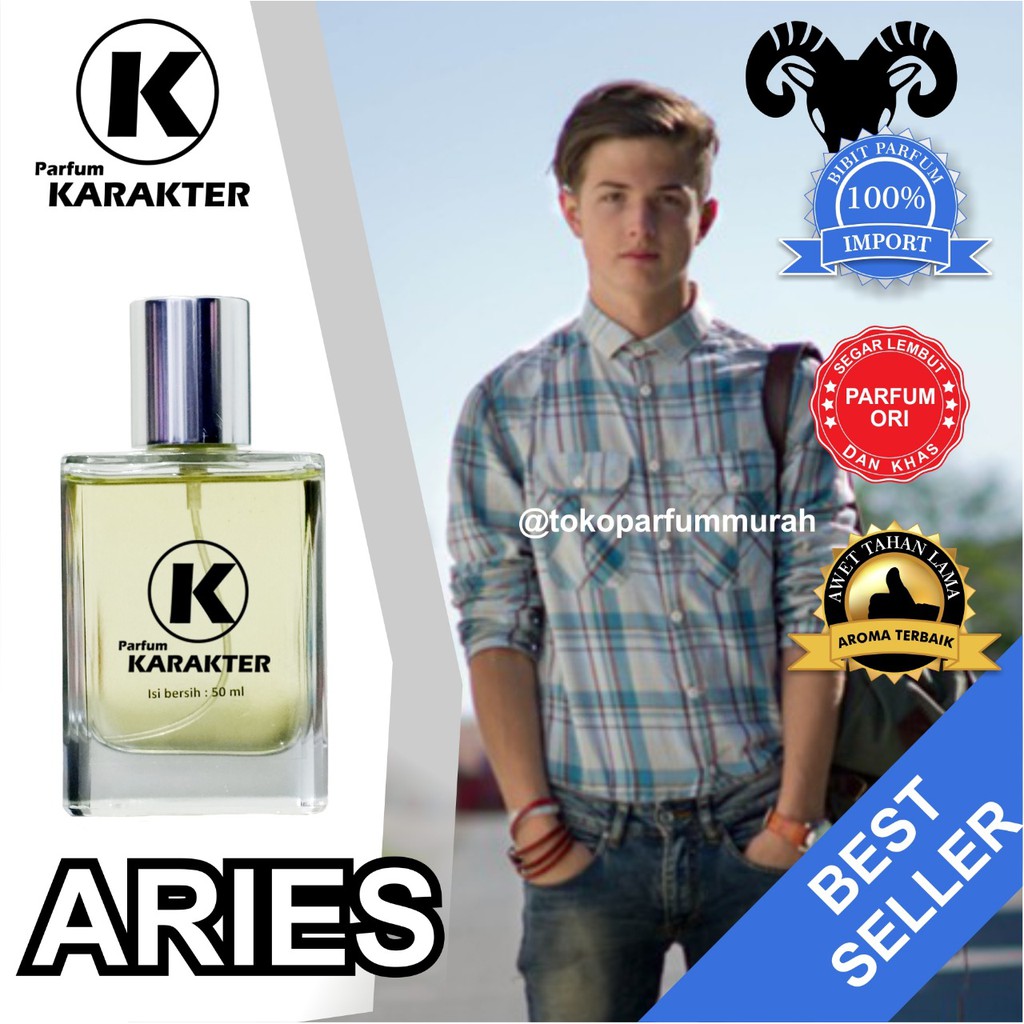 Bisa Cod | Parfum Cowok Zodiak Aries | Bibit Parfum Import Wangi &amp; Tahan Lama | Kemasan 50ml