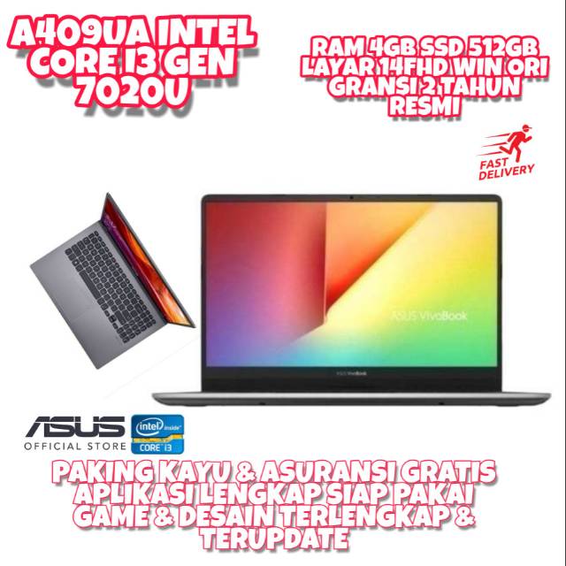 Laptop Asus A409ua Intel Core I3 Gen 7020u Ram 4gb Ssd 512gb Layar 14inch Win Ori Gransi 2 Tahun Shopee Indonesia