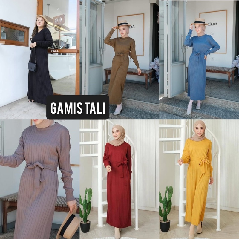 Gamis rajut Gamis Basic Tali gamis rajut terbaru dan modern / Gamis Rajut Knit