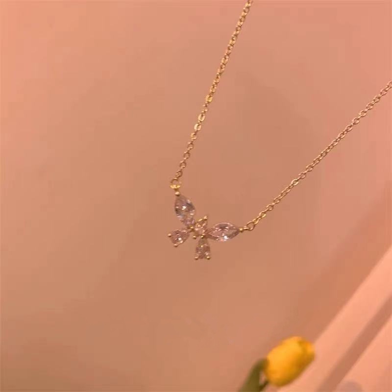 In profil tinggi gambar bermutu tinggi zircon busur kalung wanita online influencer pendek kalung 20