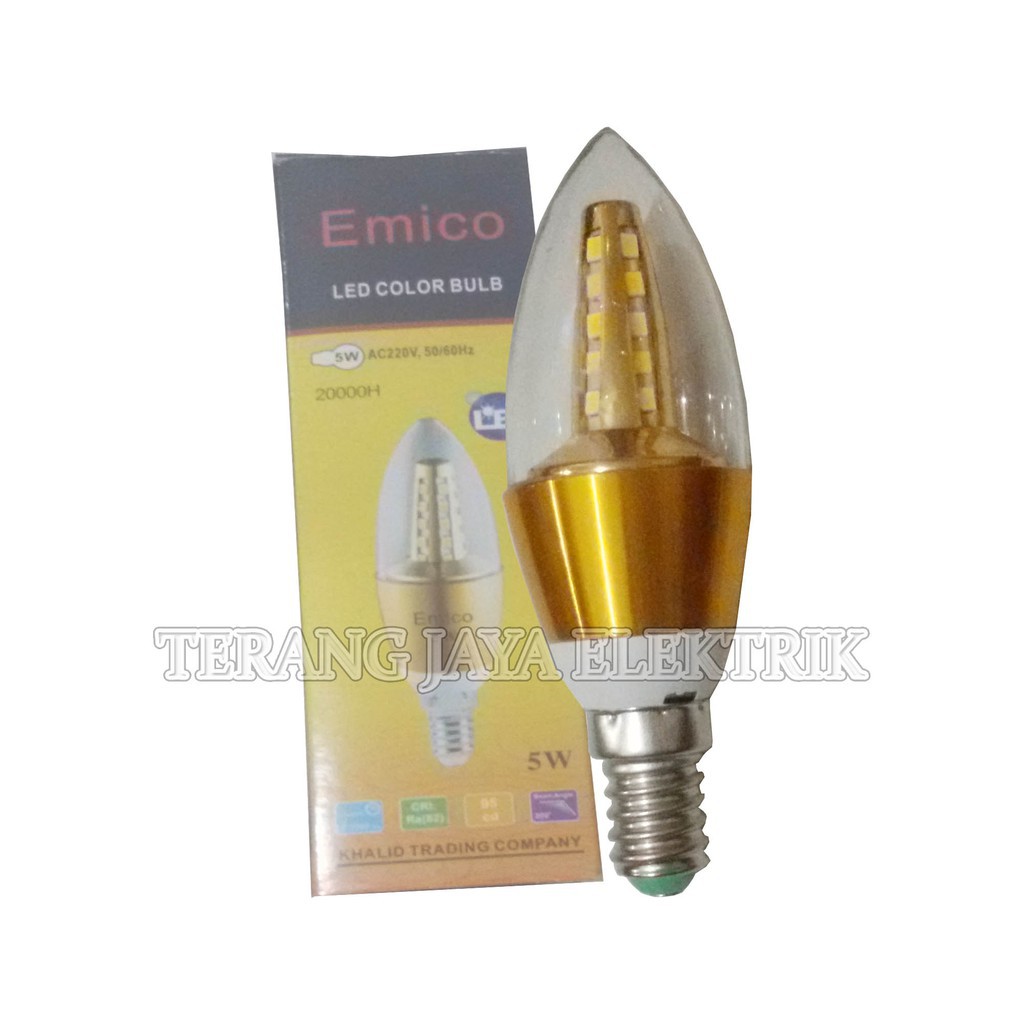 Lampu/Bohlam LED Candle / Hias /Jantung E14 5 Watt Emico Kuning