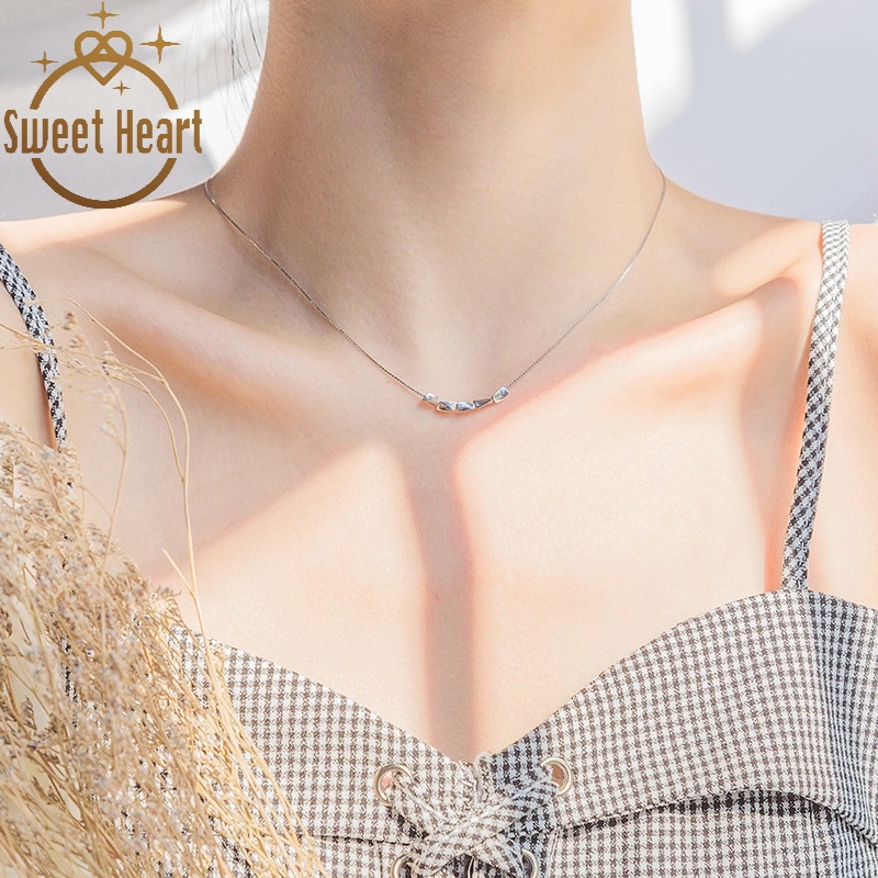 Lucky Beads Clavicle Chain Necklaces Women Fashion Simple Choker Necklace Kalung Sweet Heart Jewelry