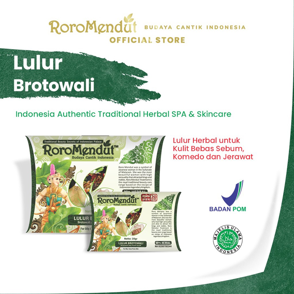 Lulur Brotowali Menghaluskan Mengencangkan Kulit Wajah Penghilang Jerawat RORO MENDUT Mini Size 20gr