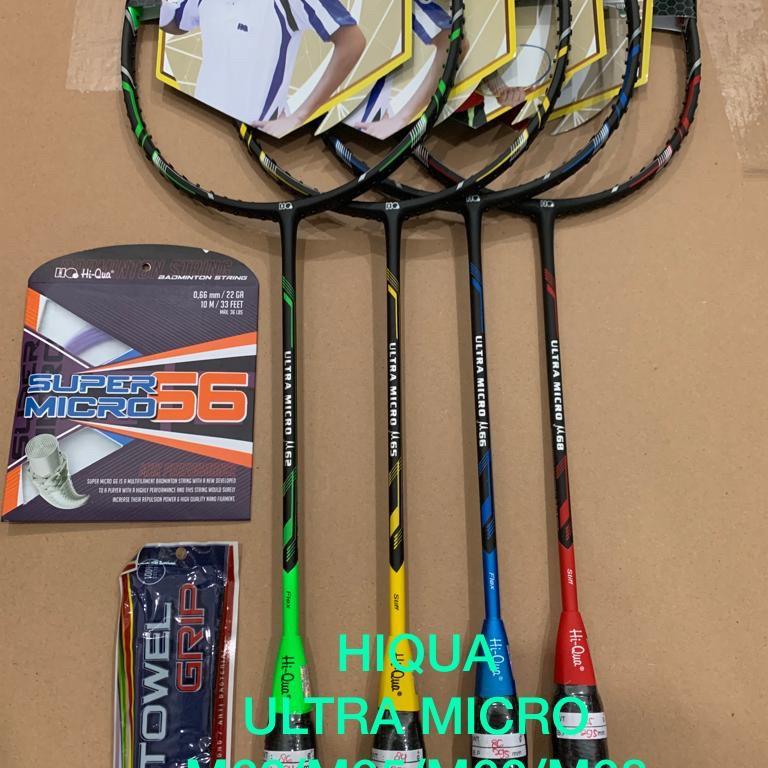 Raket Badminton HIQUA HQ ULTRA MICRO M62/M65/M66/M68 kuat 32 lbs ORI
