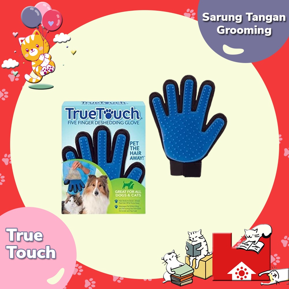 True Touch Pet Glove Sarung Tangan &amp; Sisir Grooming Kucing Anjing