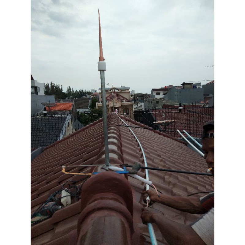 Penangkal petir Anti petir 2 Tombak atas Pasang di rumah