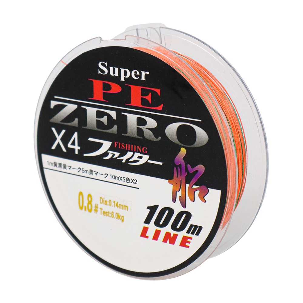 Zero Senar Benang Tali Pancing Super PE 4 Braid Line 0.8 100 Meter - X4