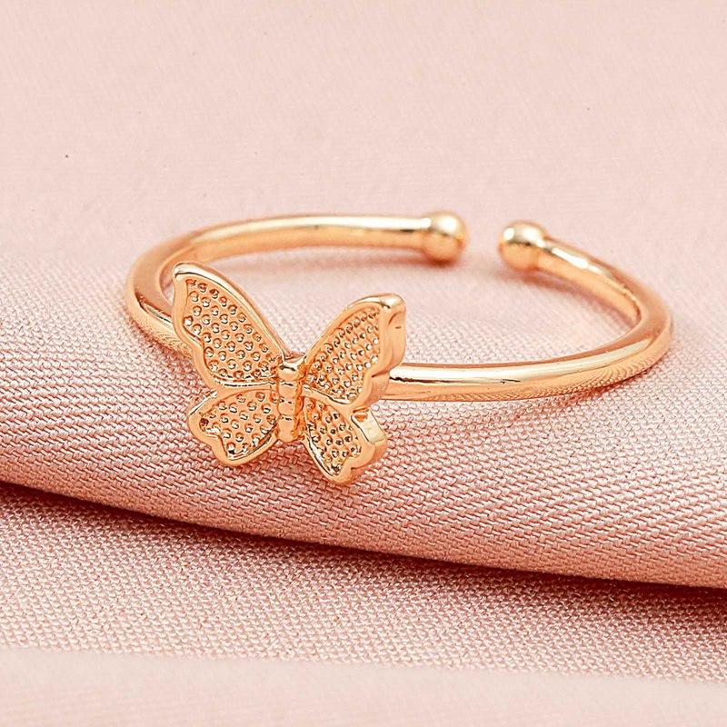 Ring Cincin New Sweet Metal Butterfly Ring Fashion Retro Minimalist Open Ring