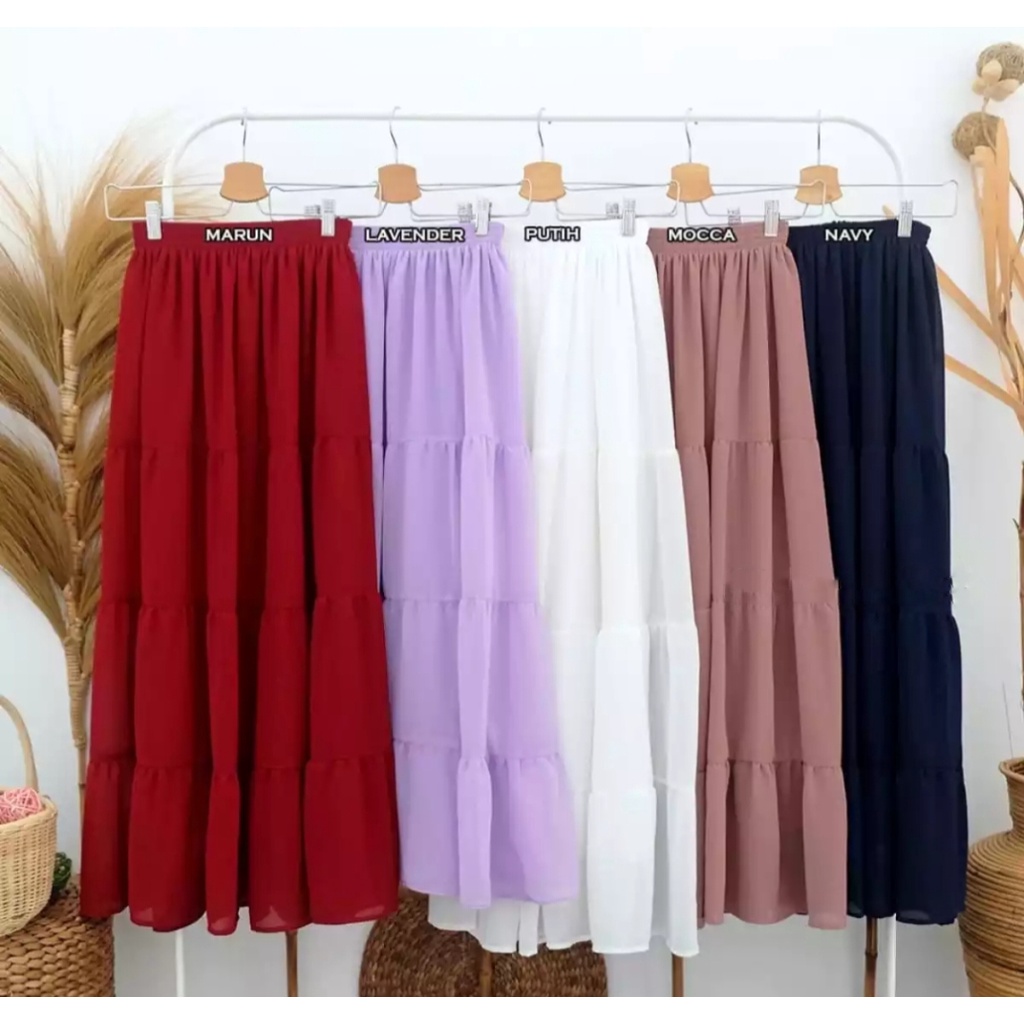 Rok Jasmin Susun Bahan Ceruti Baby Doll Ukuran M L XL Rok Wanita Terbaru 2022 Kekinian Viral Rok Kor