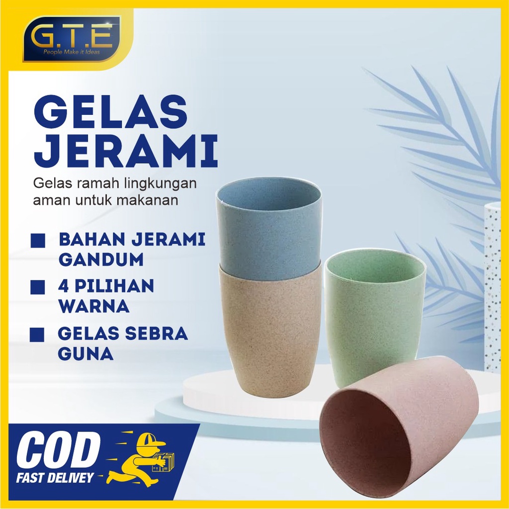 GTE | Gelas Wheat Straw Kopi Mug Cangkir | Gelas Gandum Kokoh | BPA Free | Gelas Bahan Jerami | Gelas Praktis Tanpa Pecah