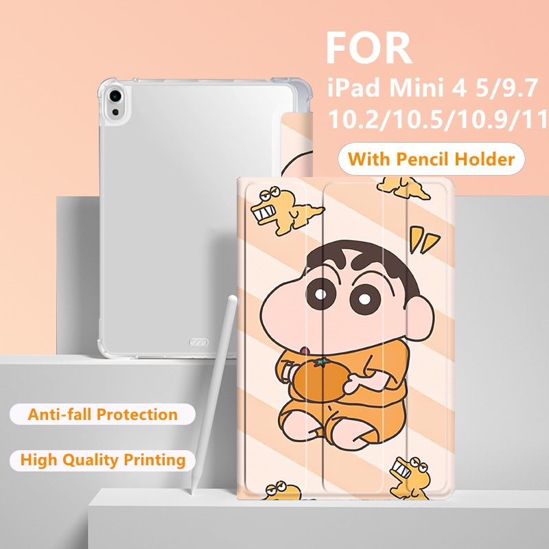 Case Dengan Holder Pensil Motif Kartun Untuk iPad 2021 Pro 11 2019 2020 10.2 7 / 8th Generation 2018 9.7 5 / 6th Mini 4 5 Air 4 10.5 10.9 A271