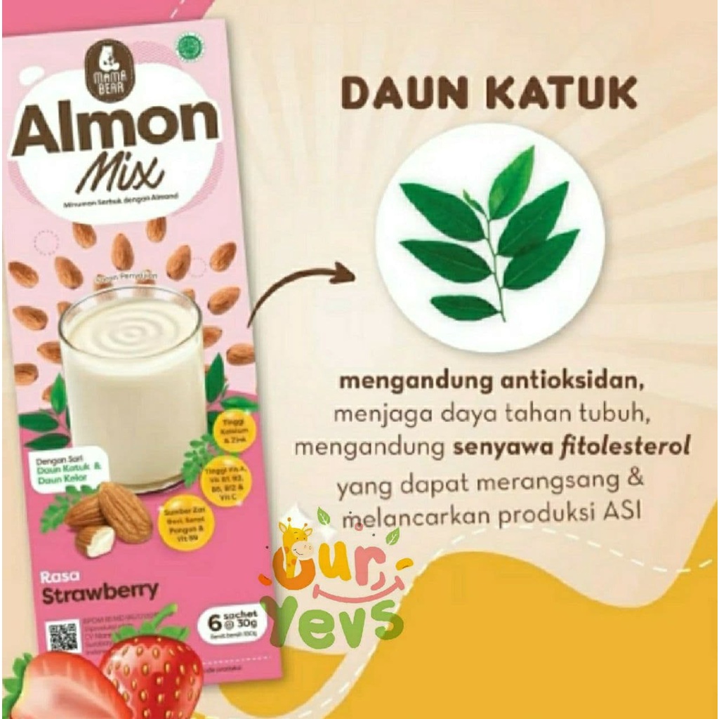 Mama Bear Almon Mix NEW FORMULA STRAWBERRY / Almonmix mamabear / mama bear almond/ ASI Booster / Pelancar ASI