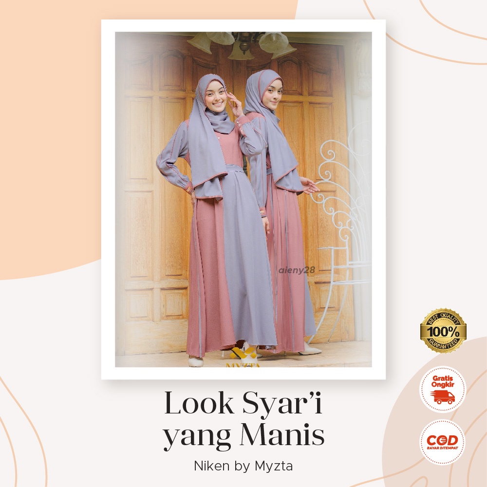 Gamis Syari Set Hijab Terbaru Niken Ori by Myzta bahan Lady Zara